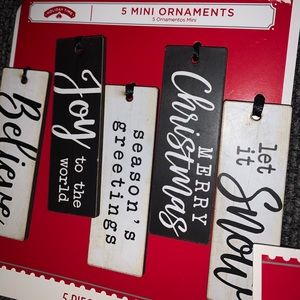 Five mini farmhouse ornaments
